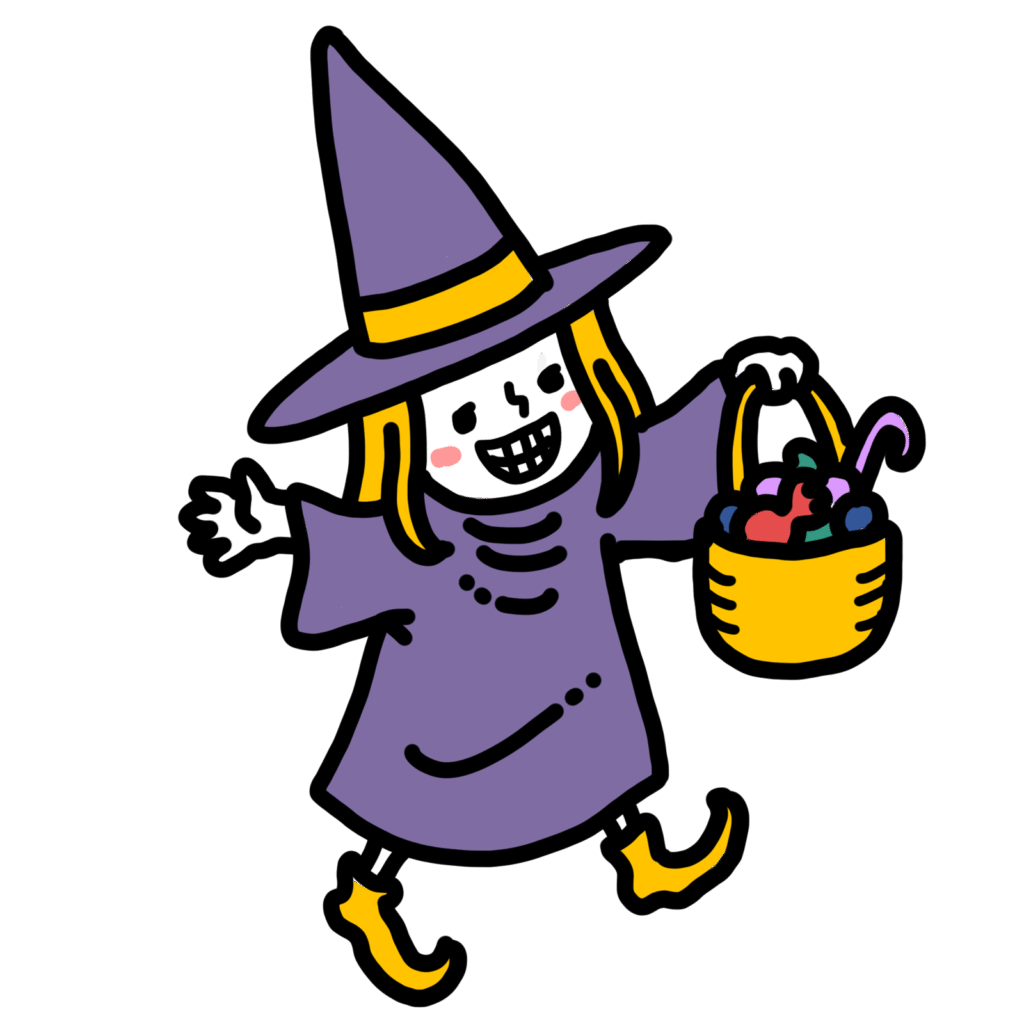 10月－ハロウィンお菓子を持つ女の子