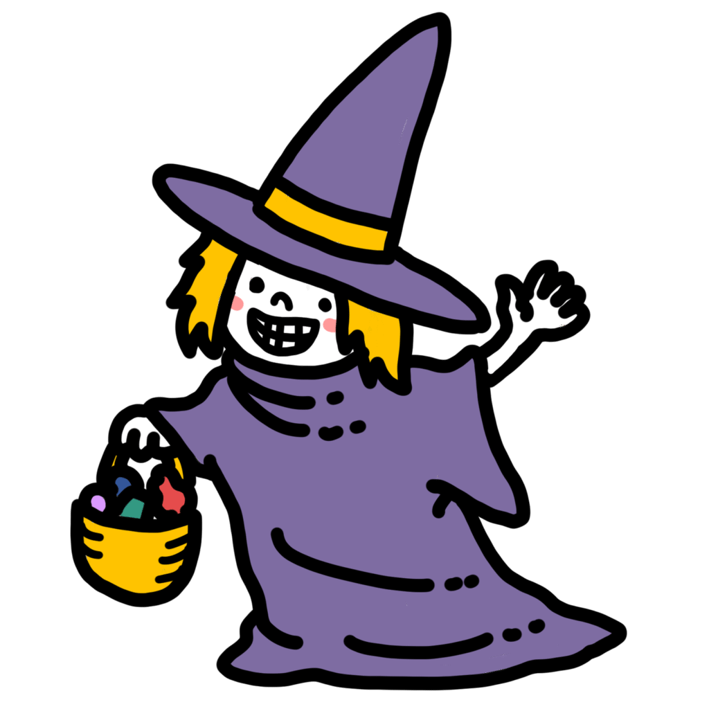 10月－ハロウィンお菓子を持つ男の子