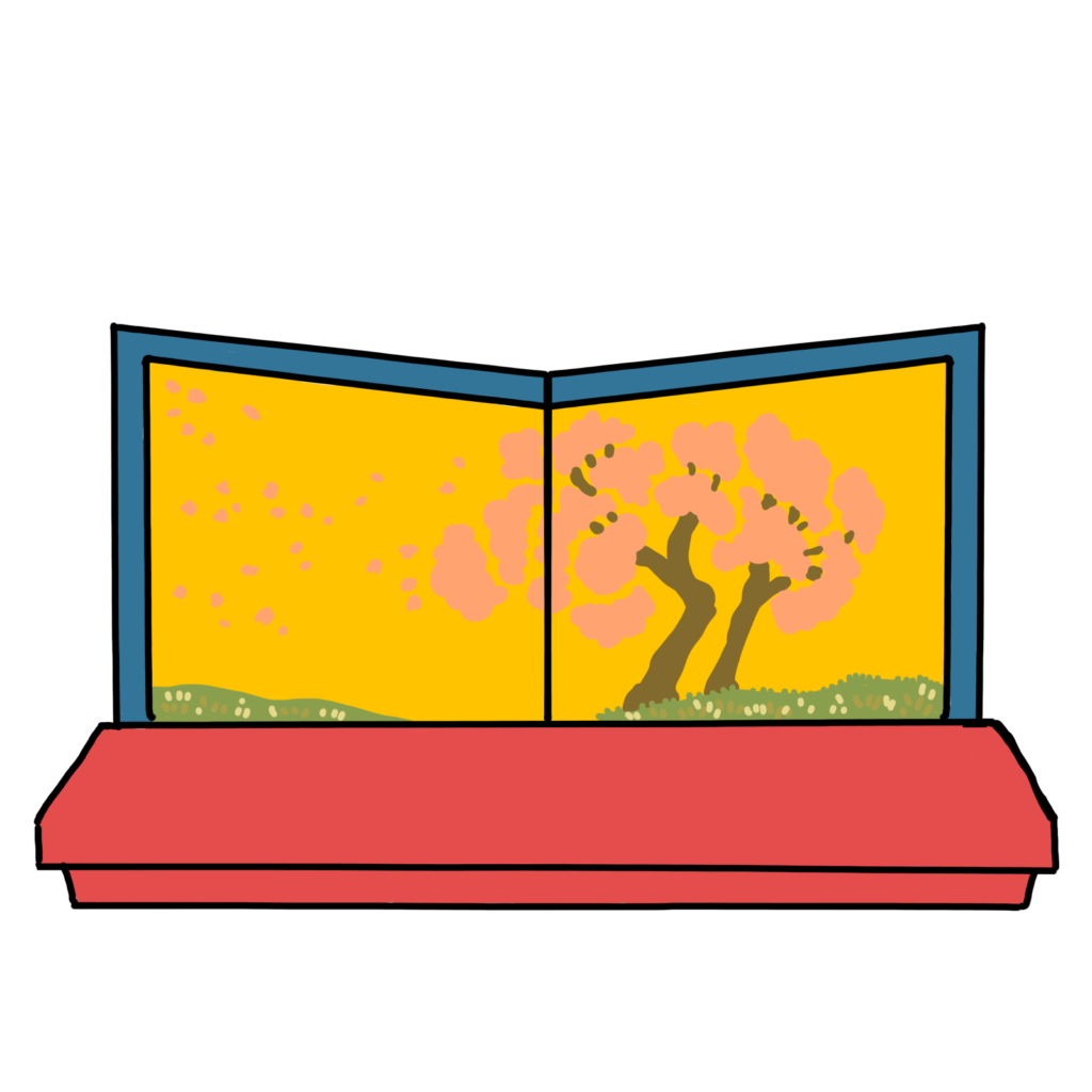 ひなまつりイラスト－金の屏風－hinamatsuri