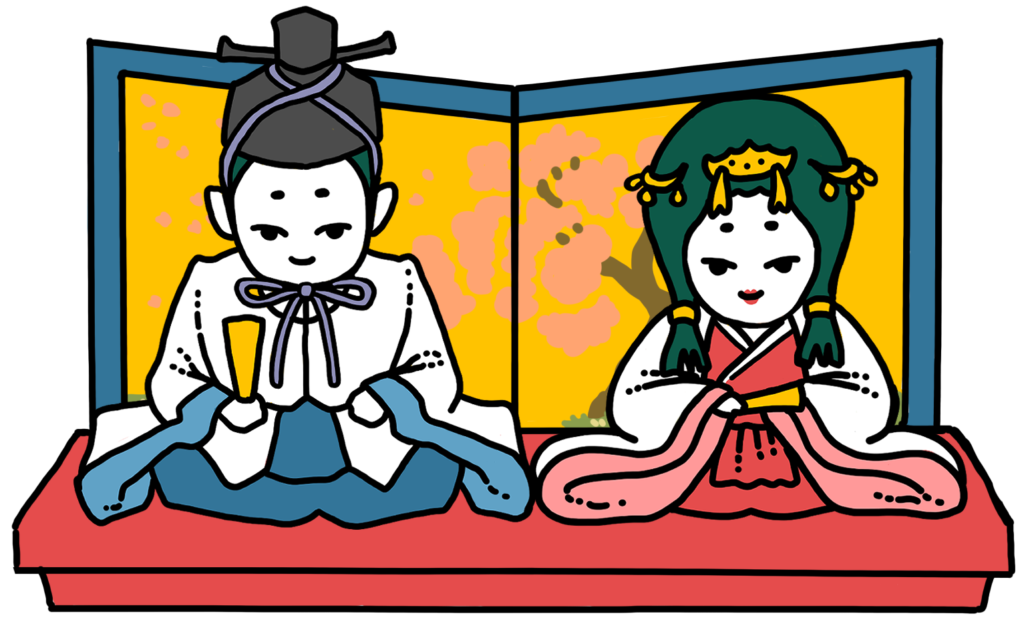 ひなまつりイラスト－おだいりさまとおひなさま－hinamatsuri