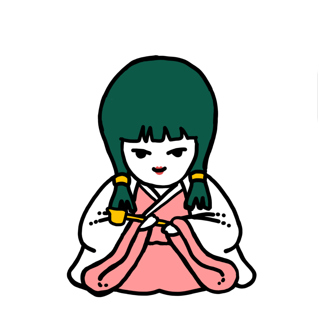 ひなまつりイラスト－三人官女（長柄銚子）－hinamatsuri